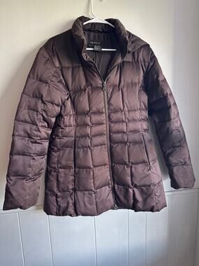 Searle Women's Brown Down Puffer Jacket Coat With Hood Size 10
